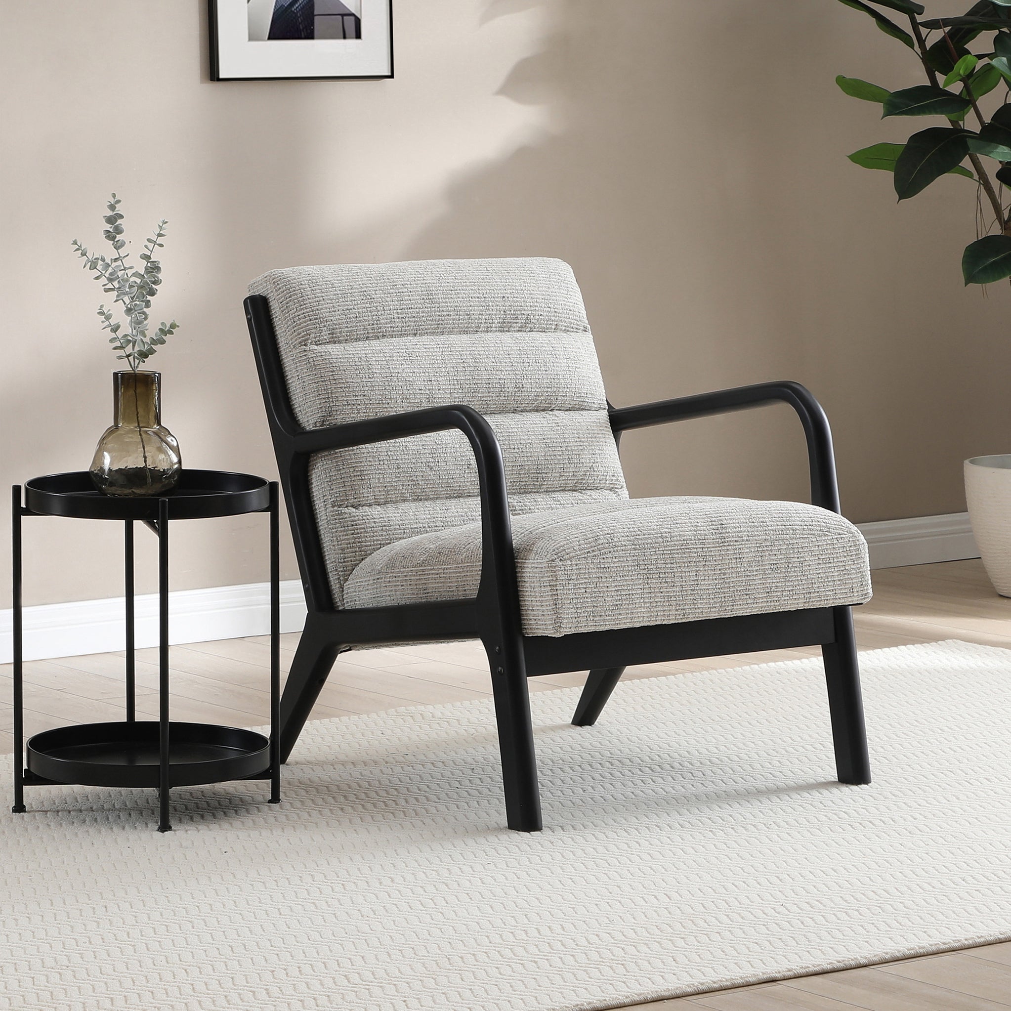 Fauteuil d'appoint Thompson en velours côtelé naturel