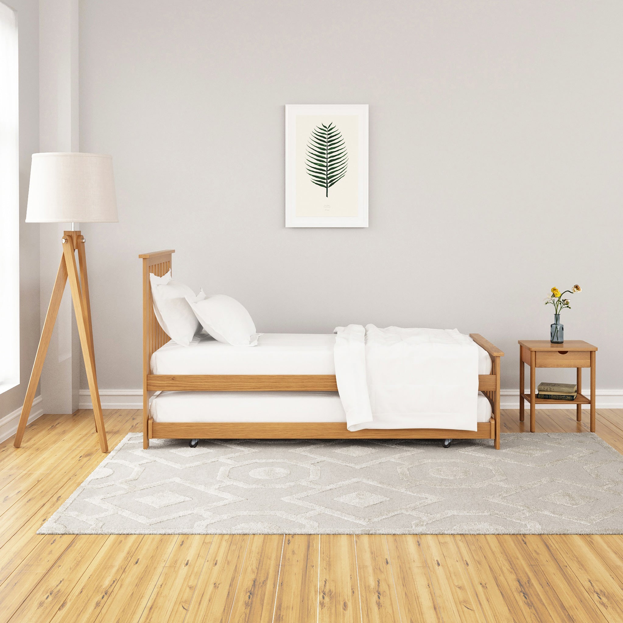 Lit d'appoint Finn Oak avec lit gigogne