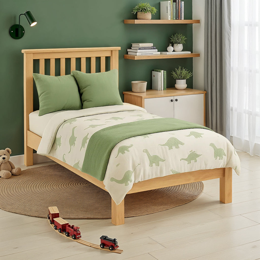 Cadre de lit de rangement Emelia en bois avec 3 tiroirs et étagères