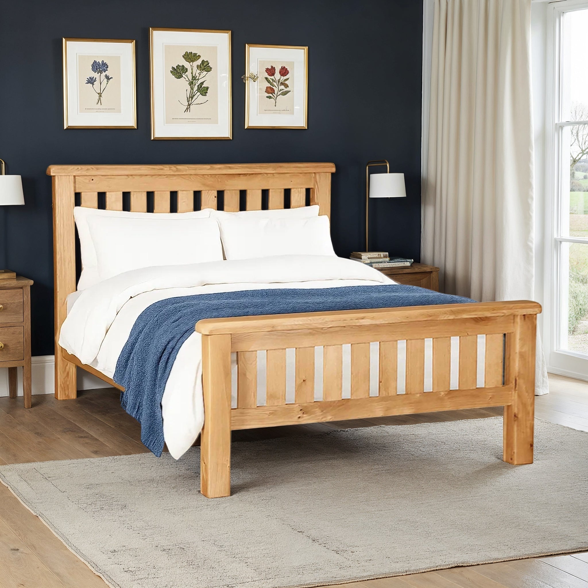 Cadre de lit à lattes en chêne Zelah