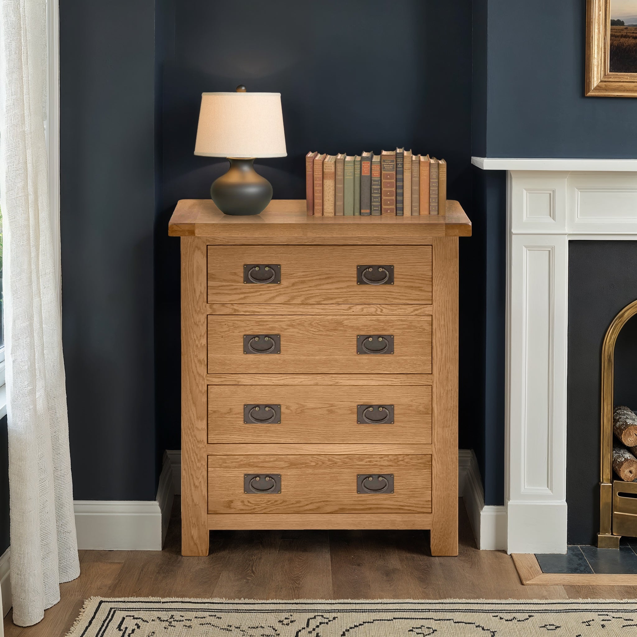 Commode Zelah en chêne à 4 tiroirs