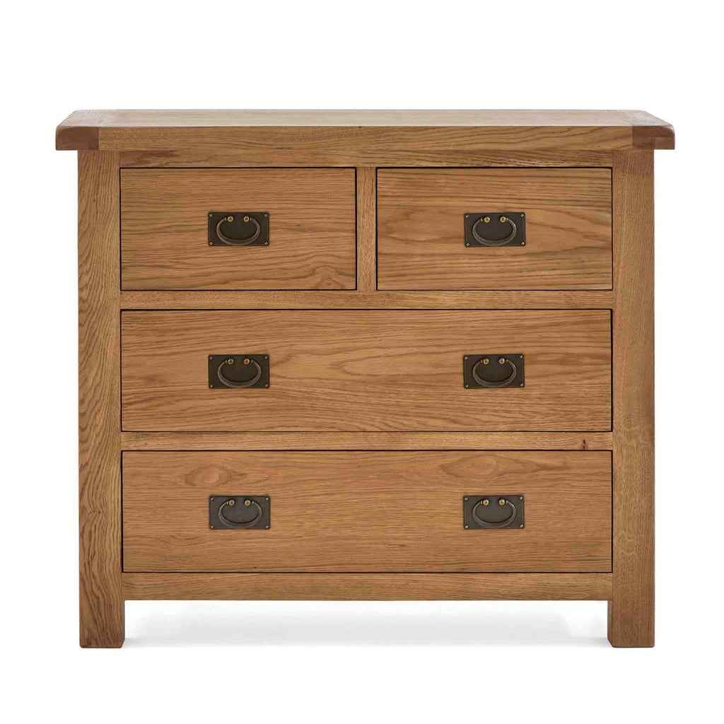 Commode Zelah en chêne, 2 tiroirs superposés.