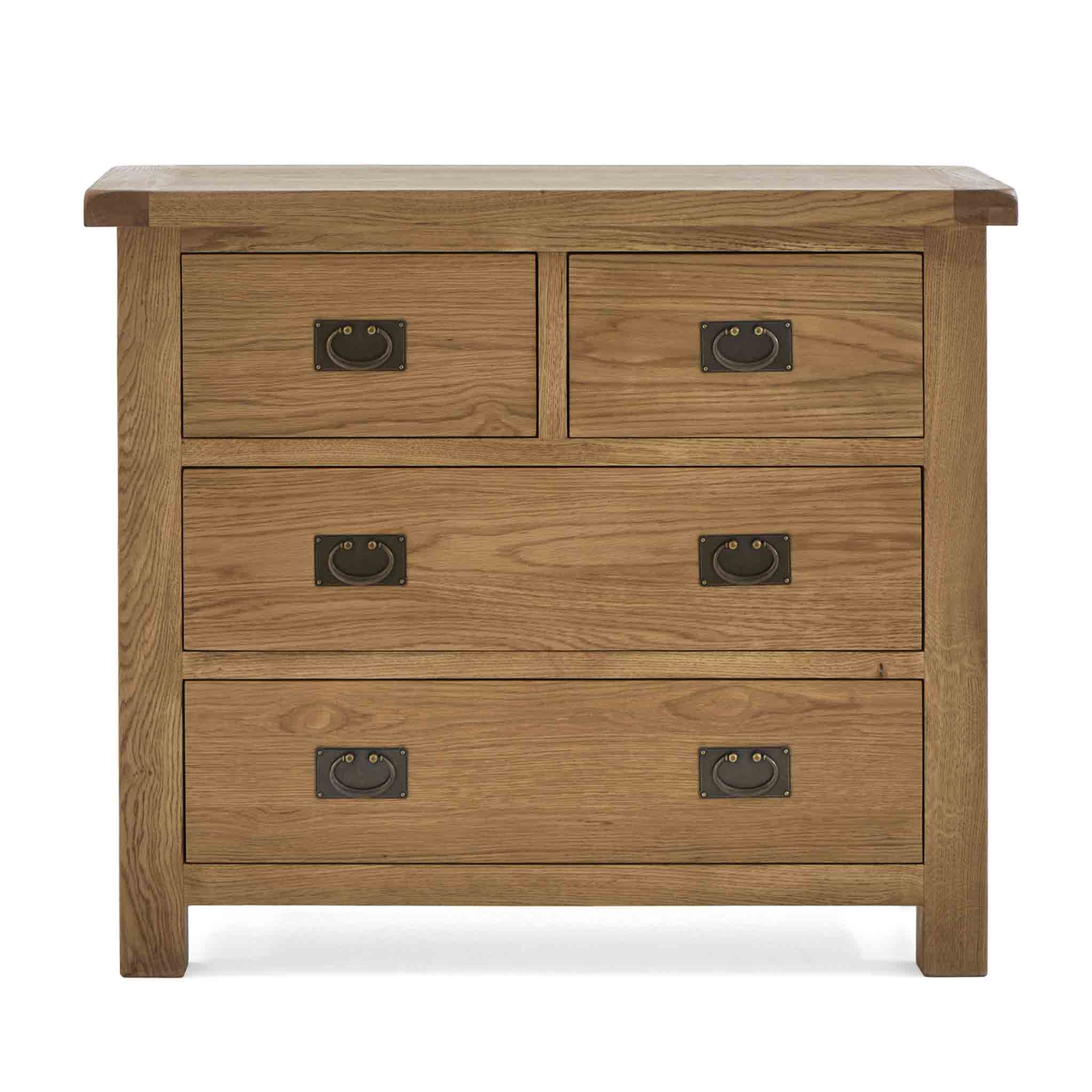 Commode Zelah en chêne, 2 tiroirs superposés.