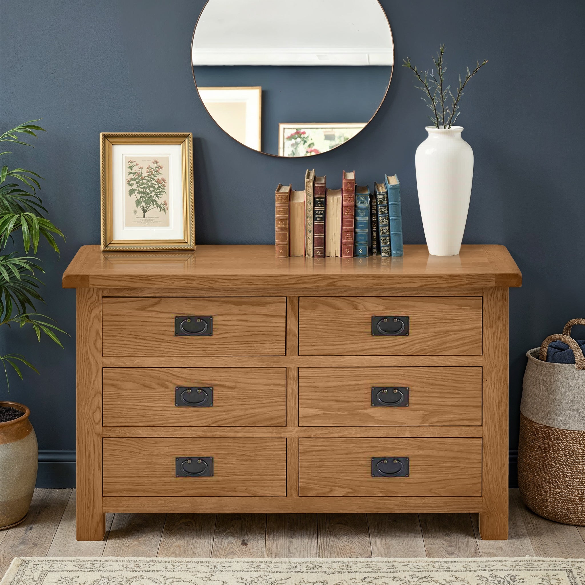 Commode Zelah en chêne à 3+3 tiroirs