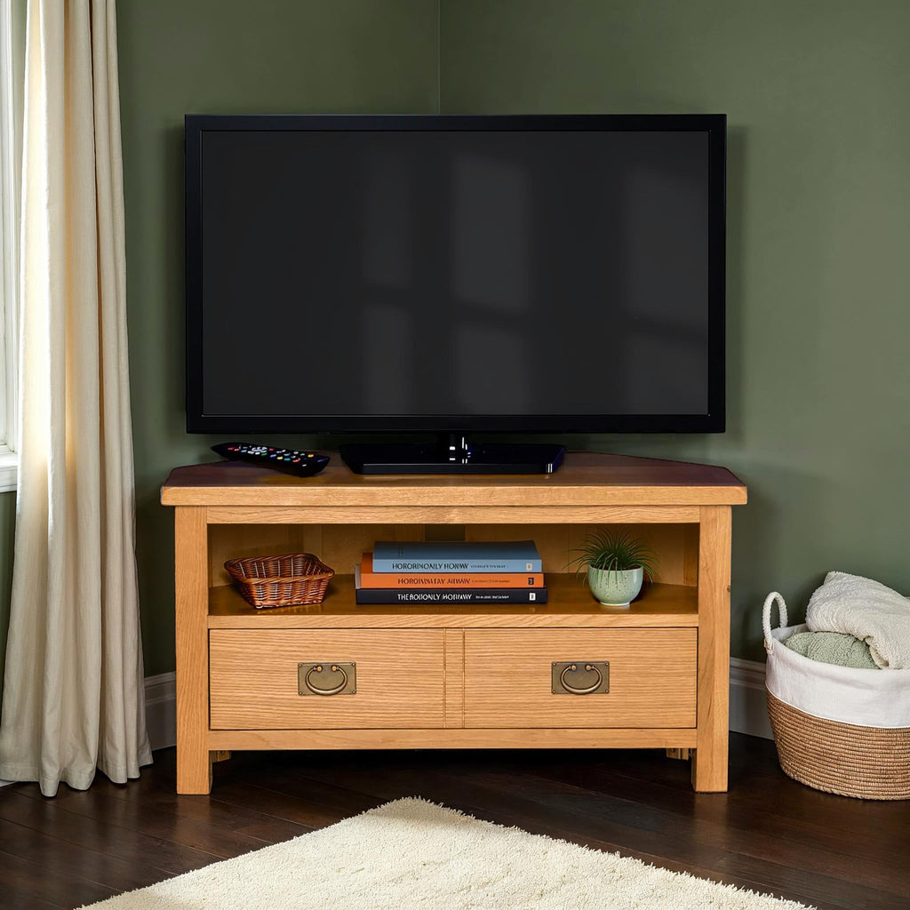 Meuble TV d'angle en chêne Surrey