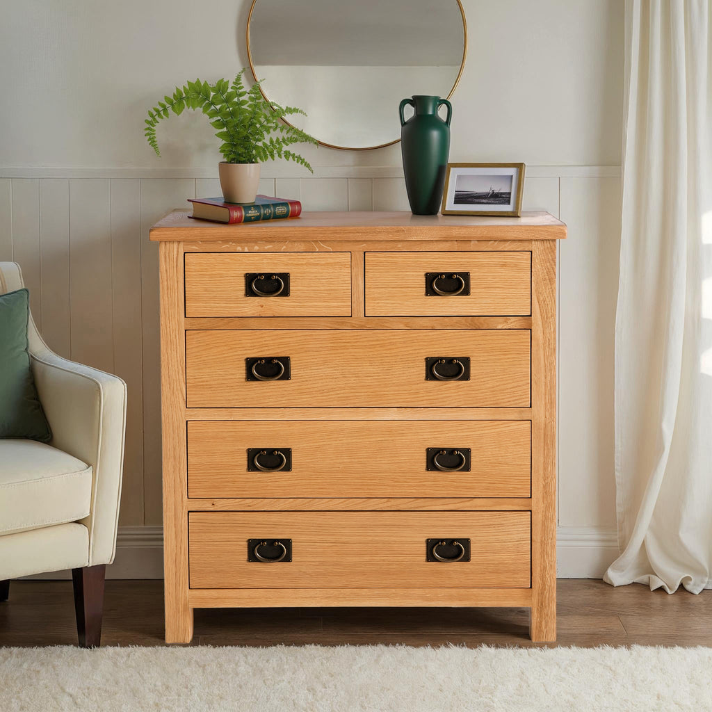 Commode Surrey Oak à 2 tiroirs superposés et 3 tiroirs