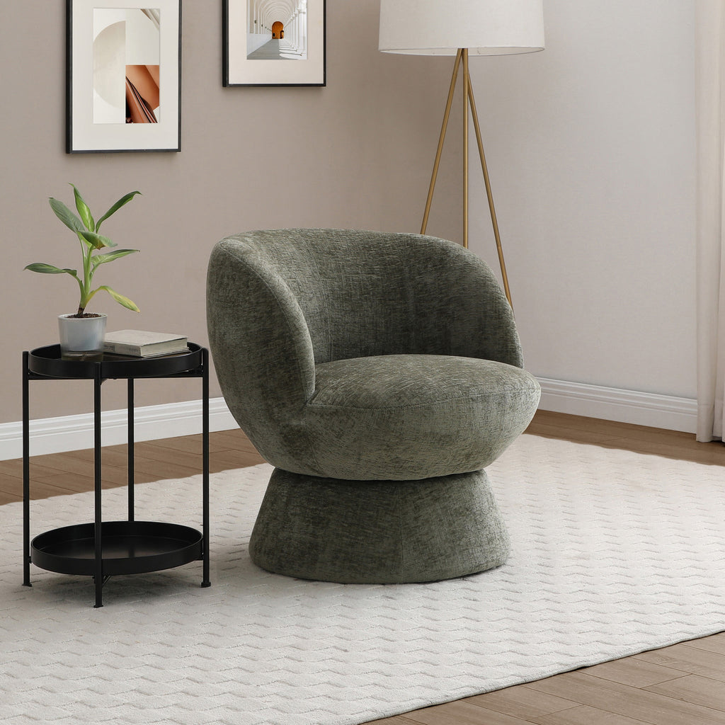 Fauteuil pivotant tulipe en chenille tissée Kendal