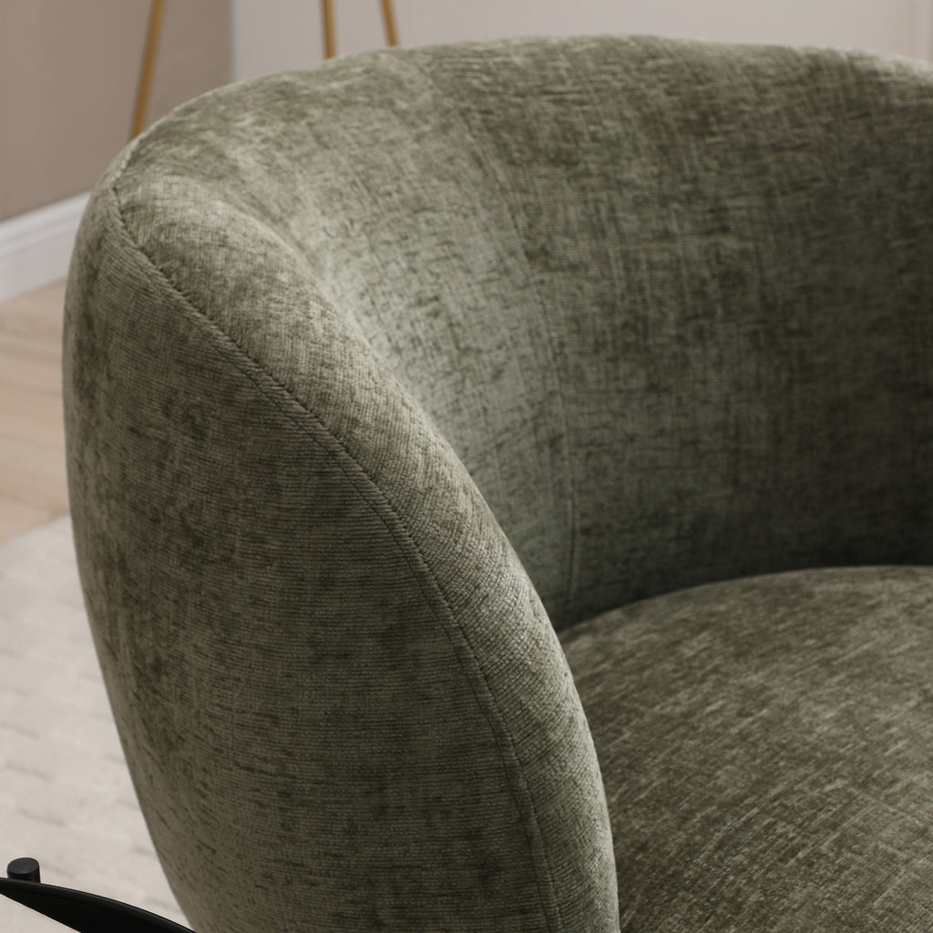Fauteuil pivotant tulipe en chenille tissée Kendal