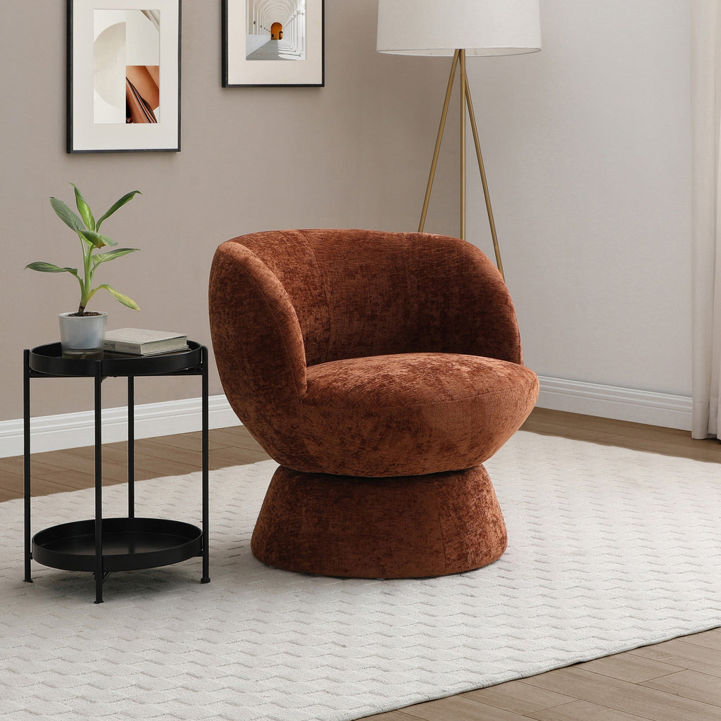 Fauteuil pivotant tulipe en chenille tissée Kendal
