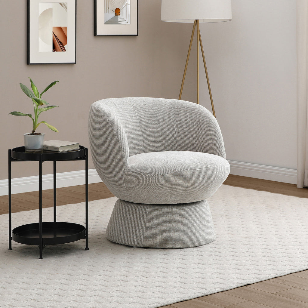 Fauteuil pivotant tulipe en chenille tissée Kendal
