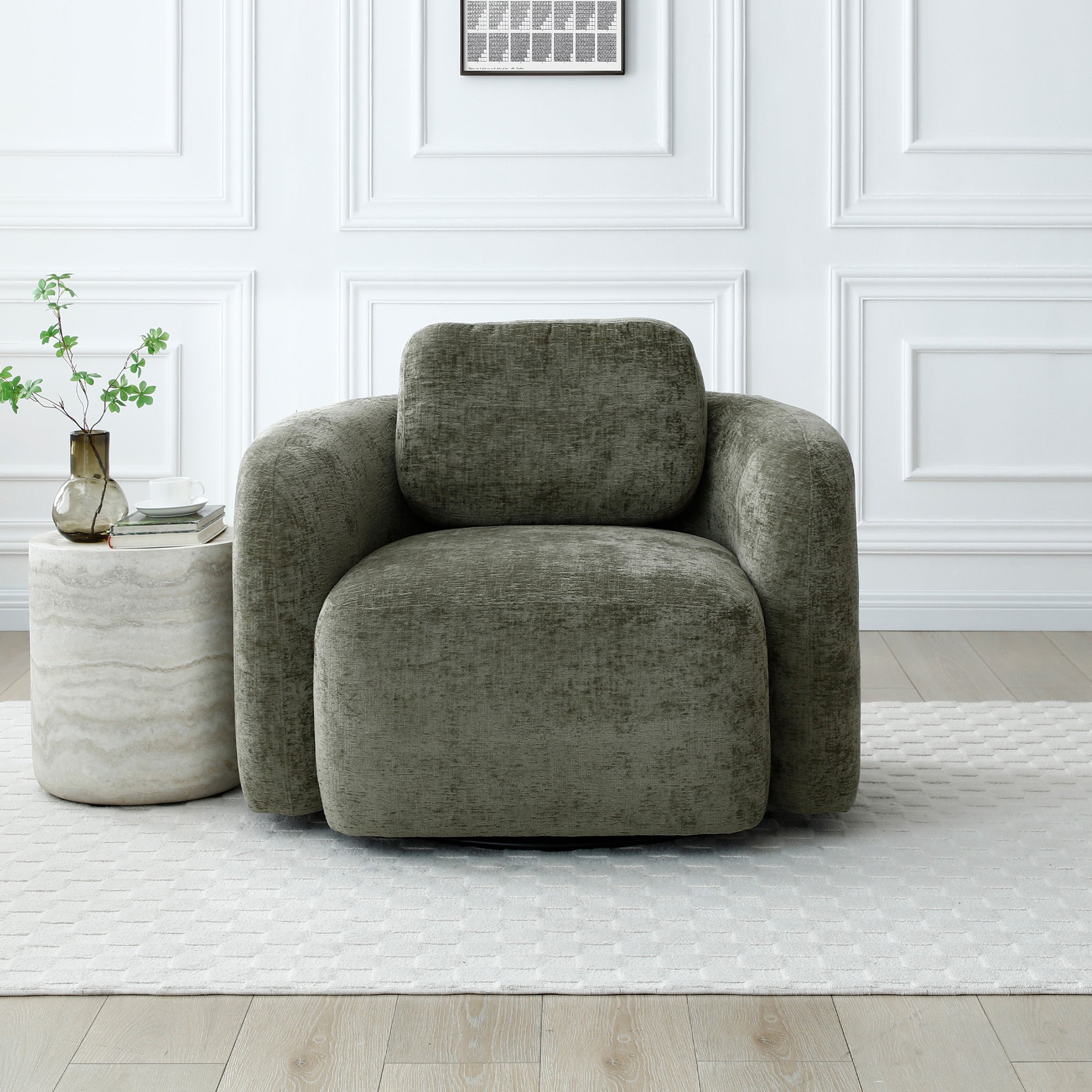 Fauteuil pivotant en chenille Irving
