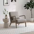 Chaise en lin à cadre blanchi Avery