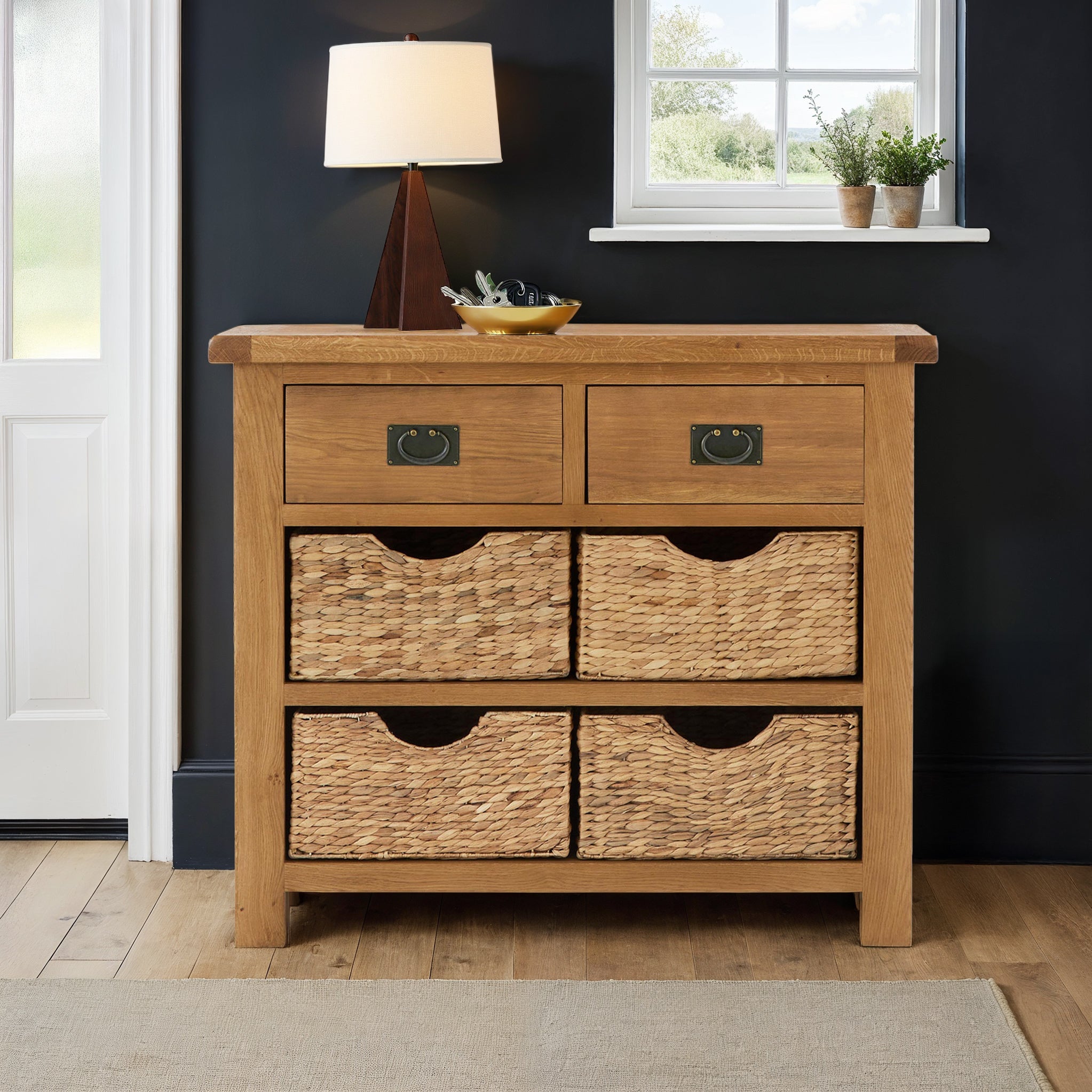 Buffet Zelah en chêne, petit modèle, avec paniers