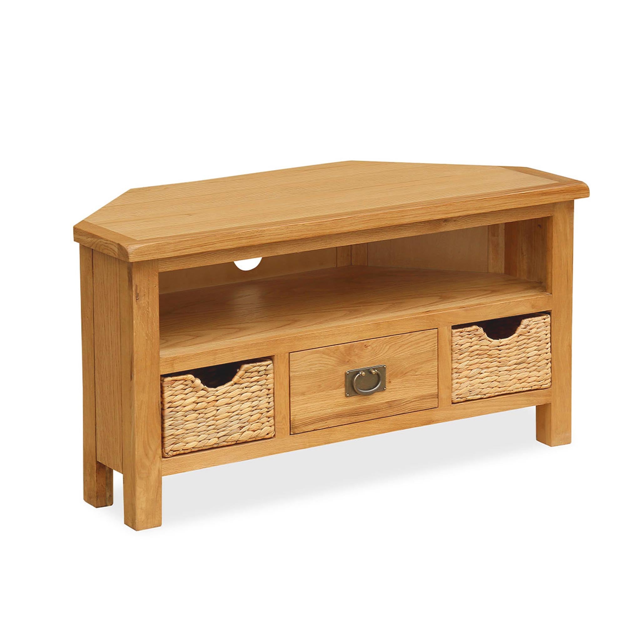 Meuble TV d'angle Surrey Oak avec paniers