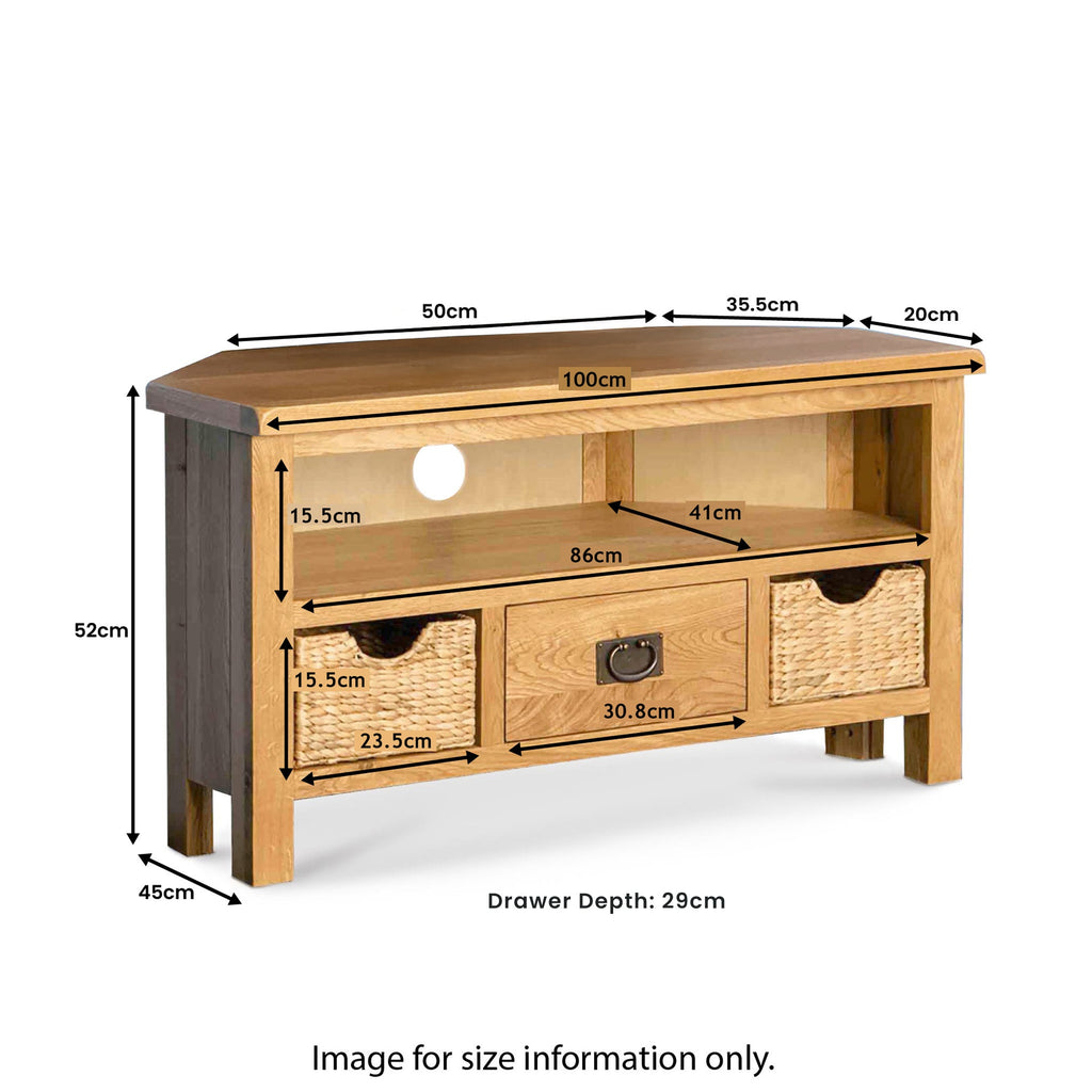 Meuble TV d'angle Surrey Oak avec paniers