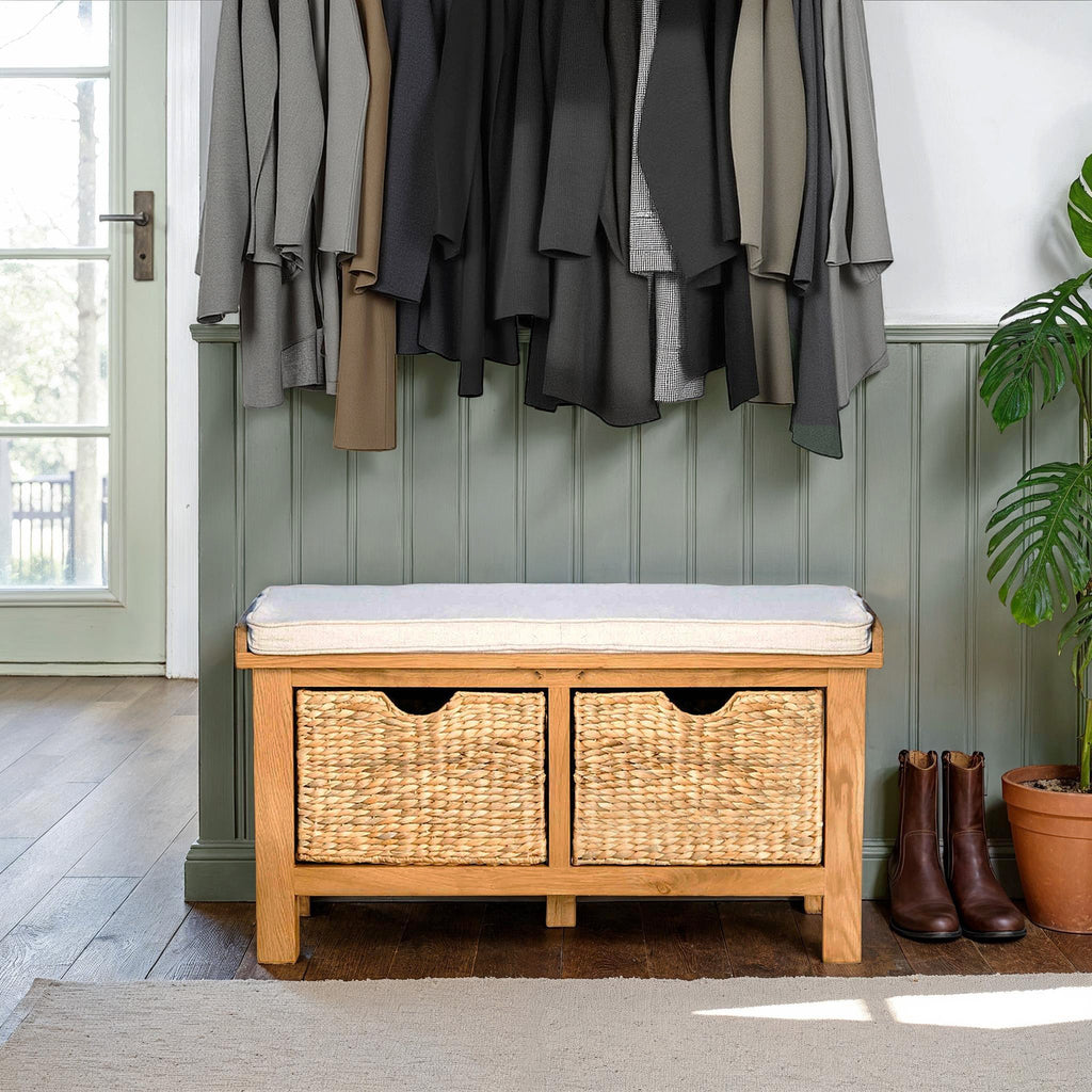 Banc d'entrée en chêne de Surrey avec paniers