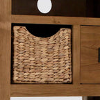 Meuble TV d'angle Zelah en chêne avec paniers