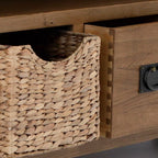 Meuble TV d'angle Zelah en chêne avec paniers