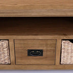 Meuble TV d'angle Zelah en chêne avec paniers