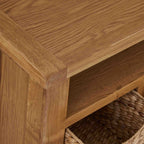 Meuble TV d'angle Zelah en chêne avec paniers