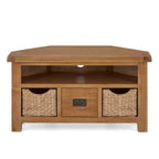 Meuble TV d'angle Zelah en chêne avec paniers