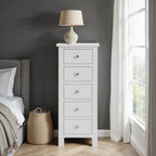 Commode haute à 5 tiroirs de style Cornish