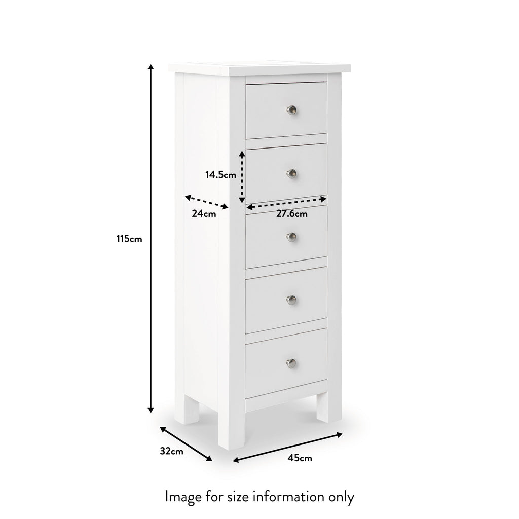 Commode haute à 5 tiroirs de style Cornish