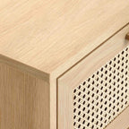 Meuble TV à porte coulissante en rotin Zeke