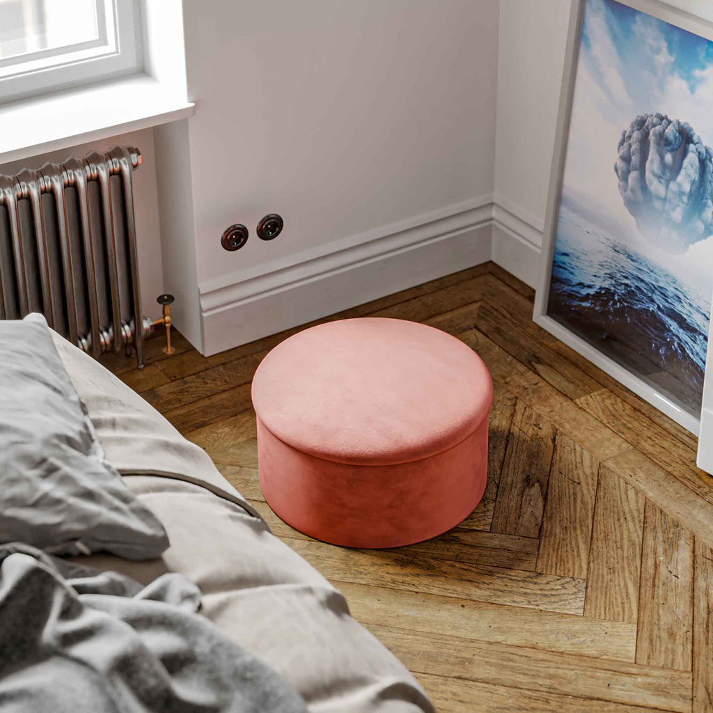 Pouf rond en velours Mandy