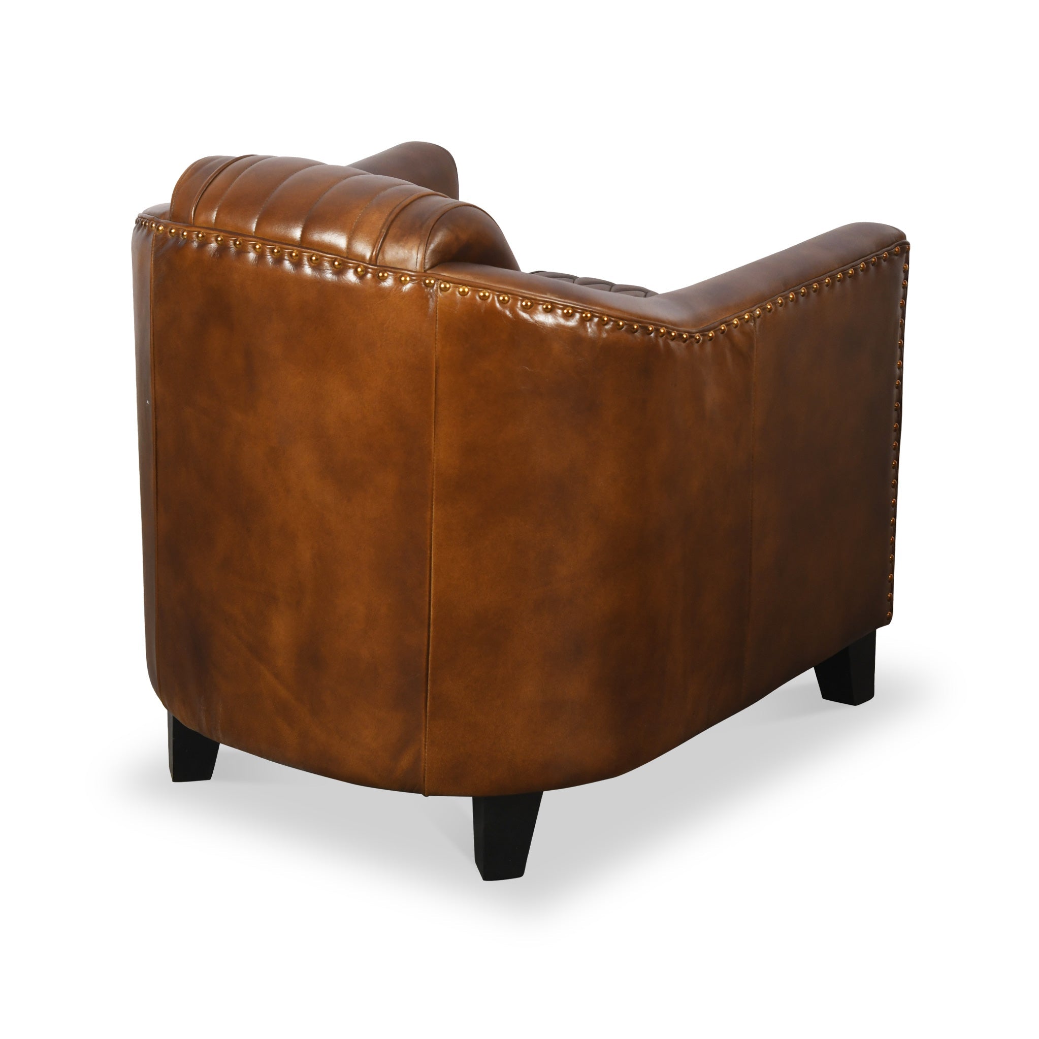 Fauteuil baignoire en cuir matelassé Pierre