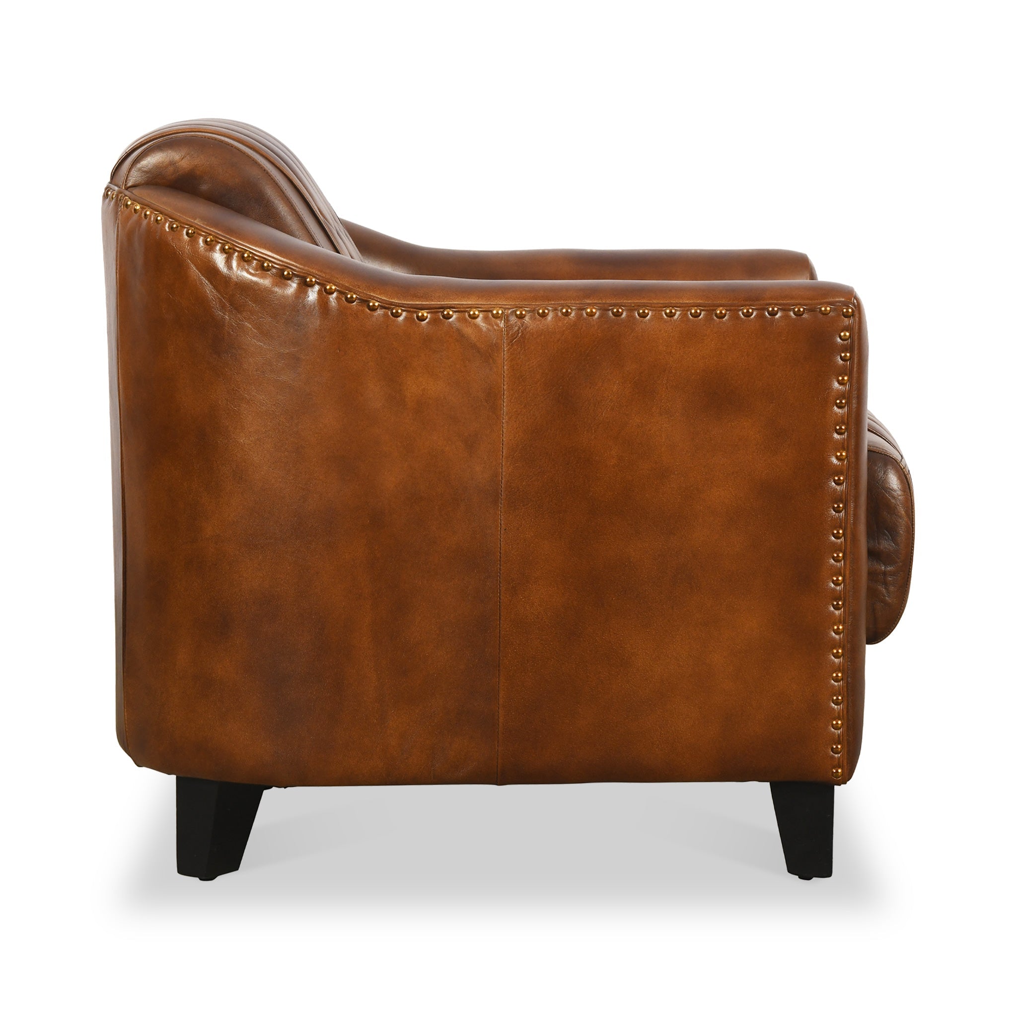 Fauteuil baignoire en cuir matelassé Pierre