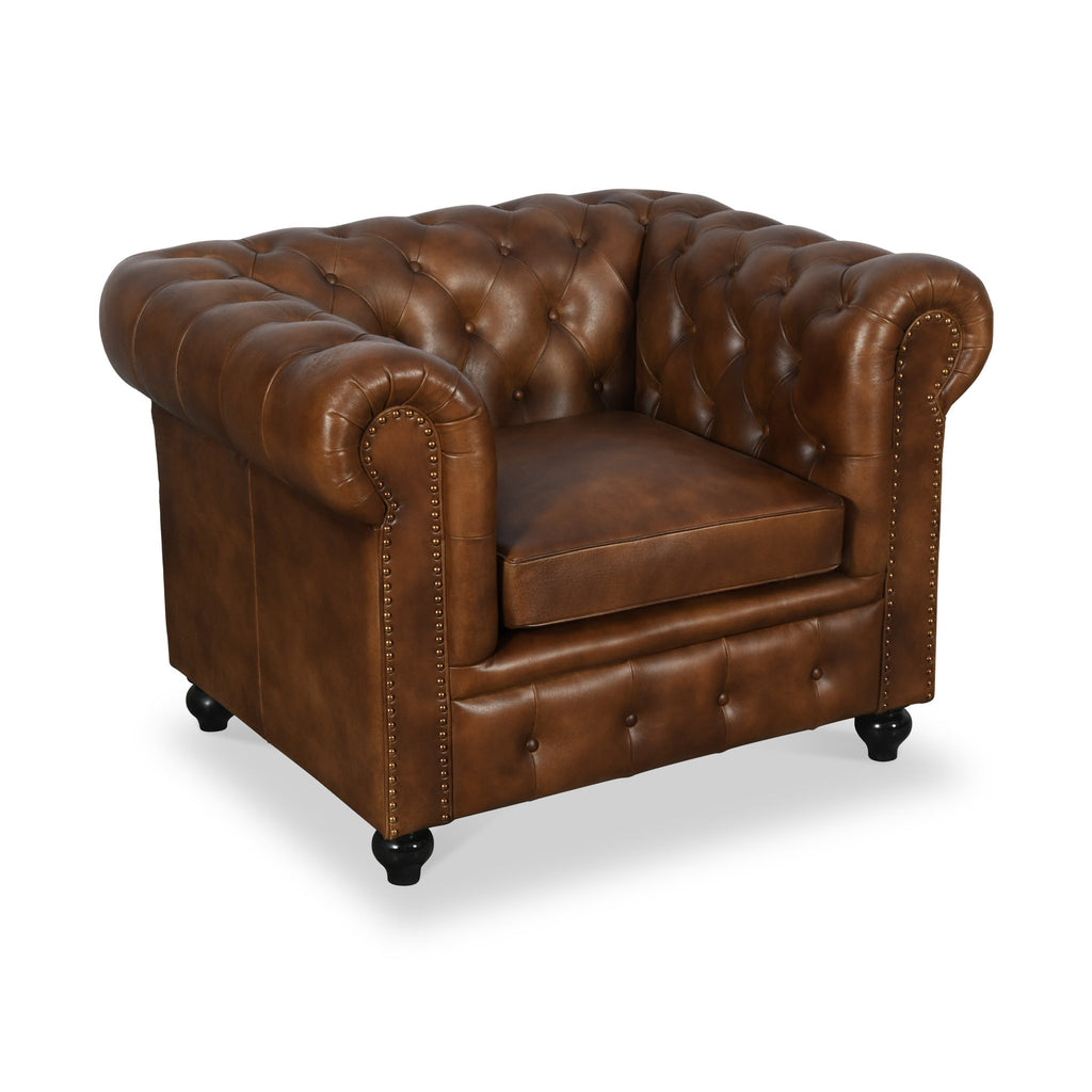 Fauteuil Chesterfield en cuir Nina