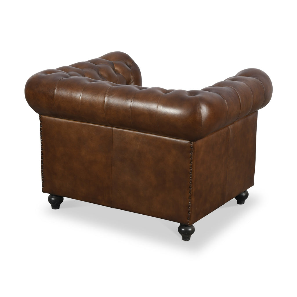Fauteuil Chesterfield en cuir Nina