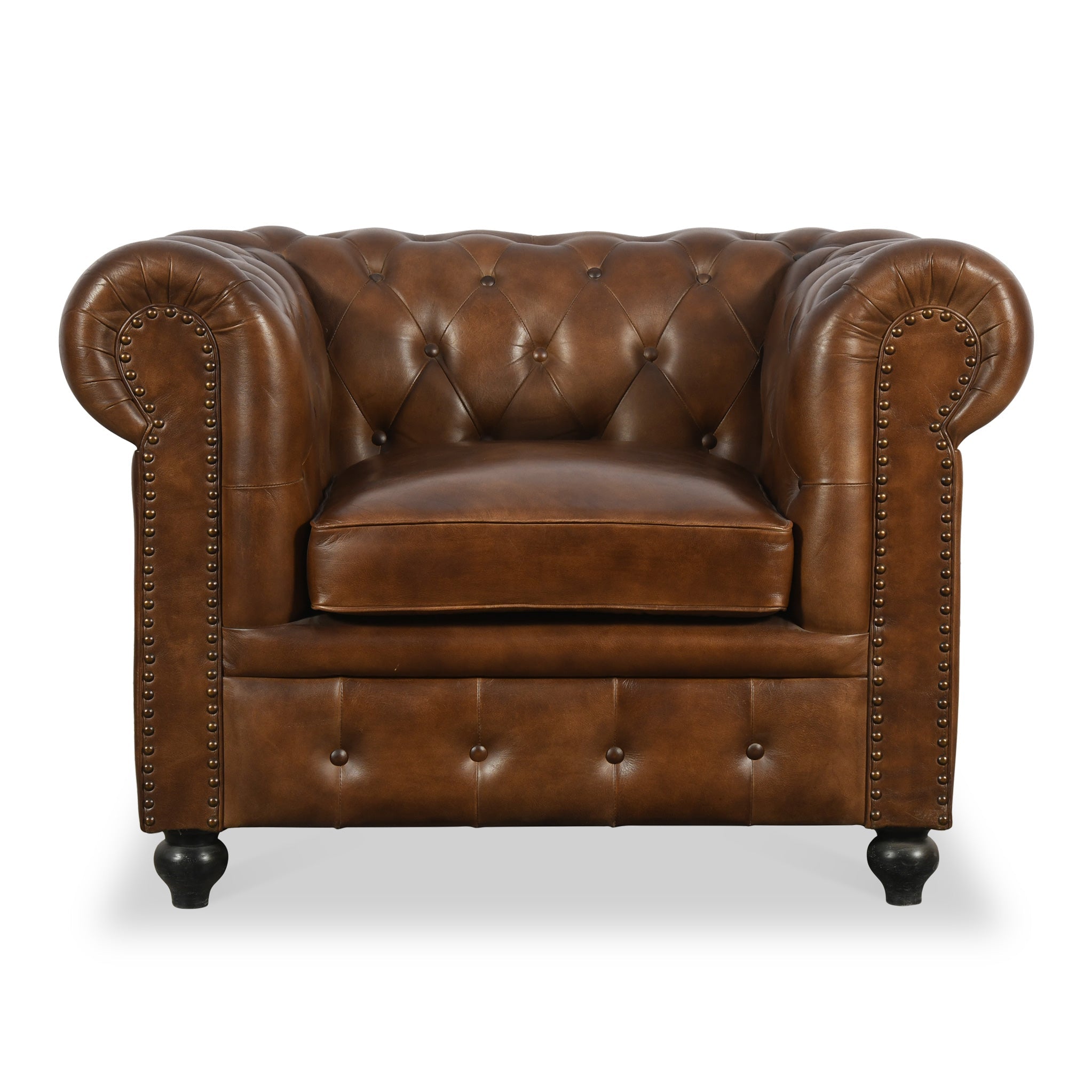 Fauteuil Chesterfield en cuir Nina