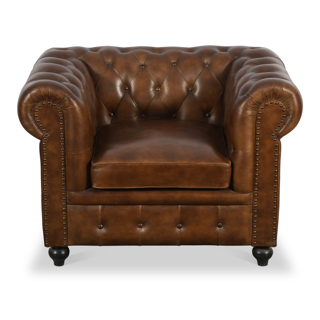 Fauteuil Chesterfield en cuir Nina