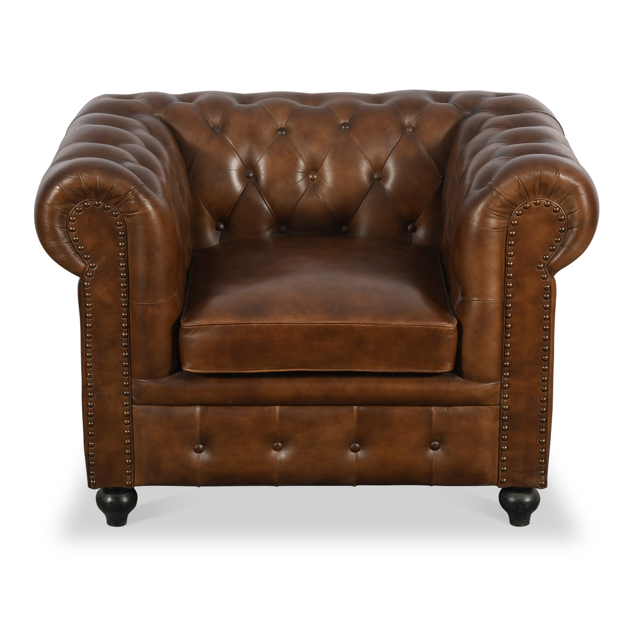 Fauteuil Chesterfield en cuir Nina