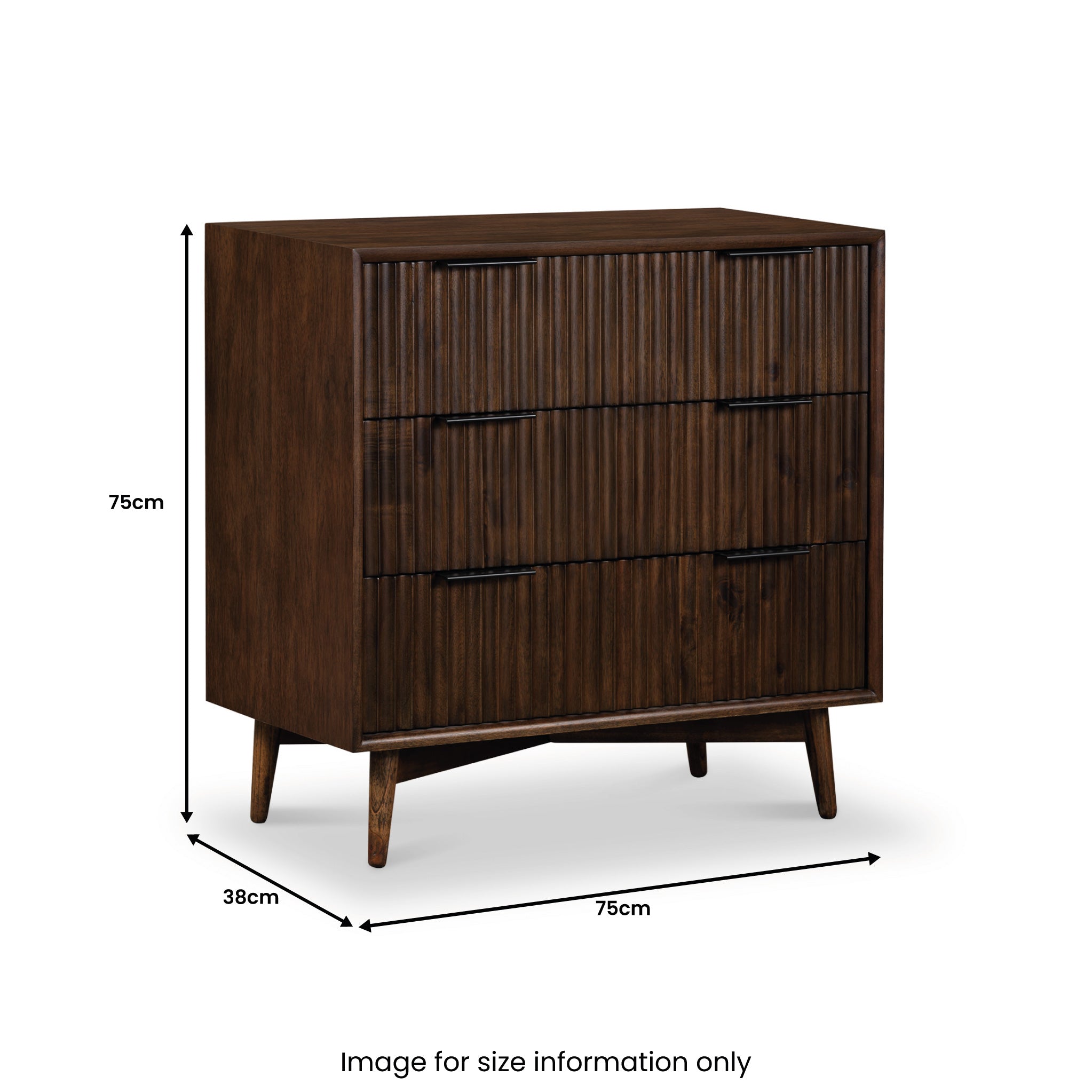 Commode à trois tiroirs rainurés Oskar