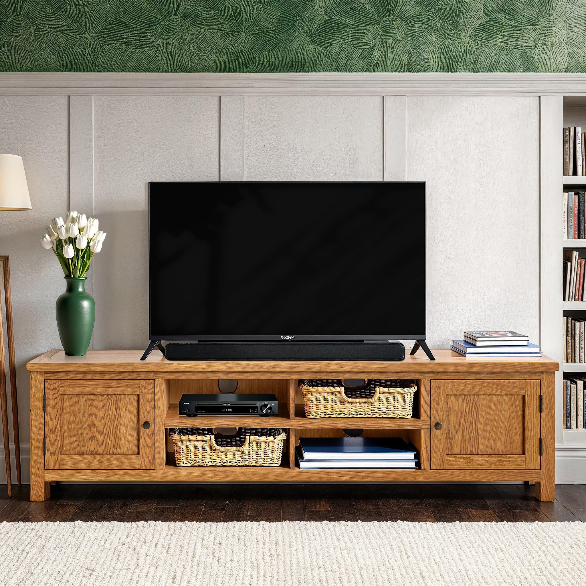 Meuble TV extra large Surrey Oak de 180 cm