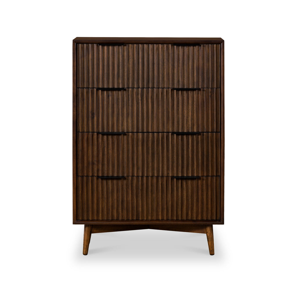 Commode haute rainurée Oskar à 4 tiroirs