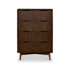 Commode haute rainurée Oskar à 4 tiroirs