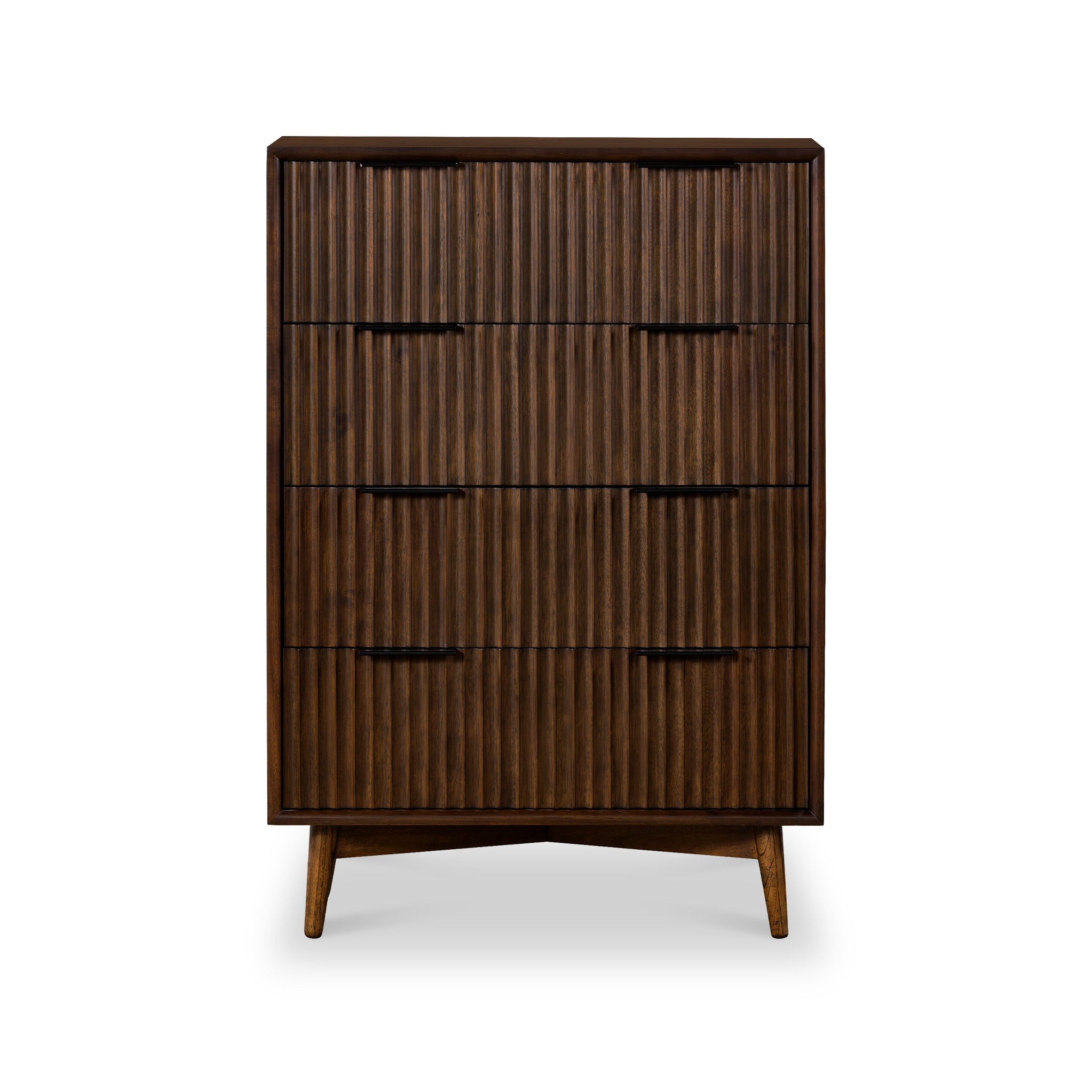 Commode haute rainurée Oskar à 4 tiroirs