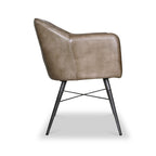 Fauteuil Aitor en cuir avec dossier plissé