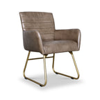 Fauteuil en cuir Leota avec dossier plissé