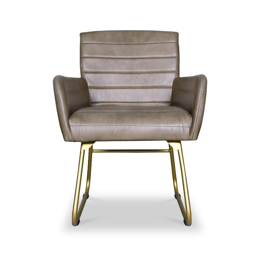 Fauteuil en cuir Leota avec dossier plissé