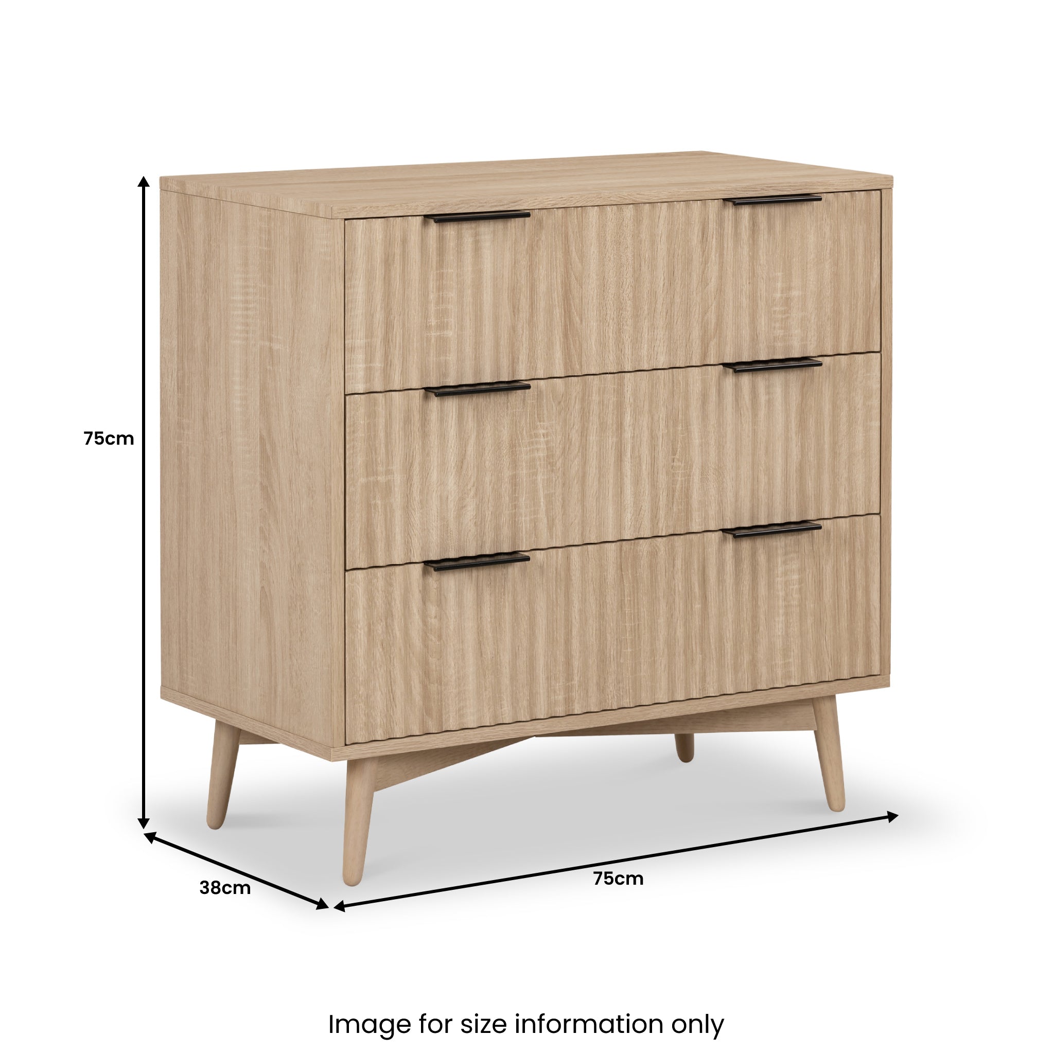 Commode rainurée à 3 tiroirs Jakob Oak