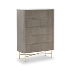 Commode à cinq tiroirs cannelée Amélie Grey