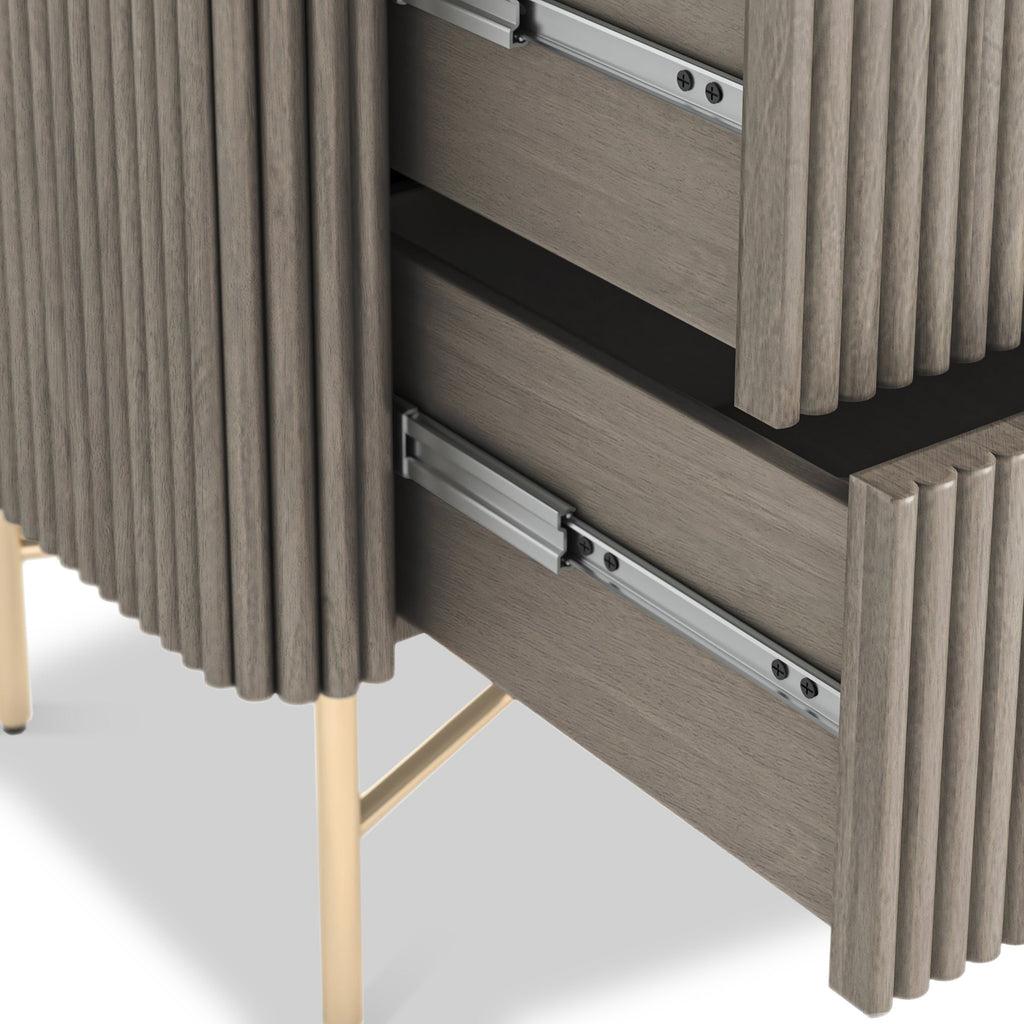 Commode à cinq tiroirs cannelée Amélie Grey