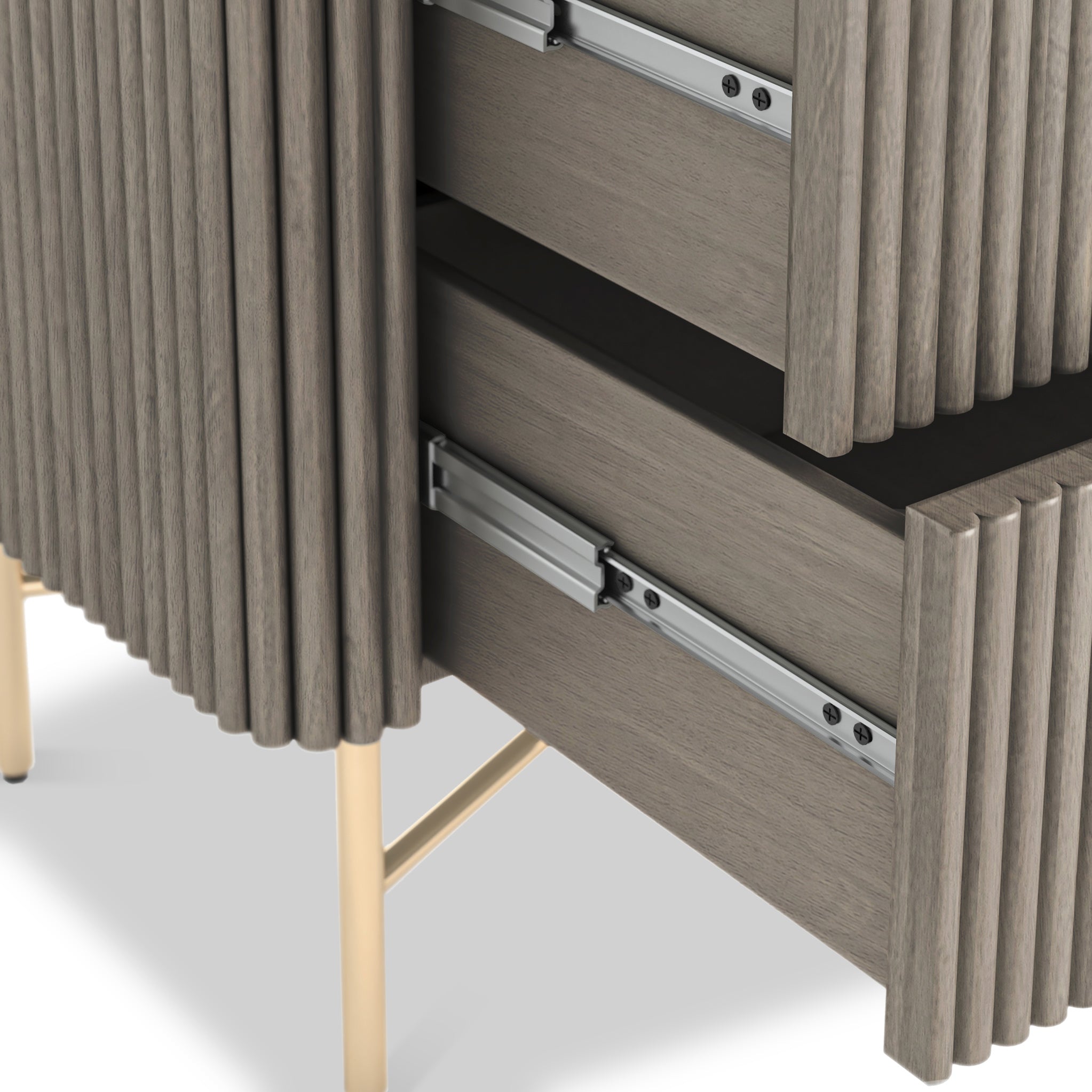 Commode à cinq tiroirs cannelée Amélie Grey