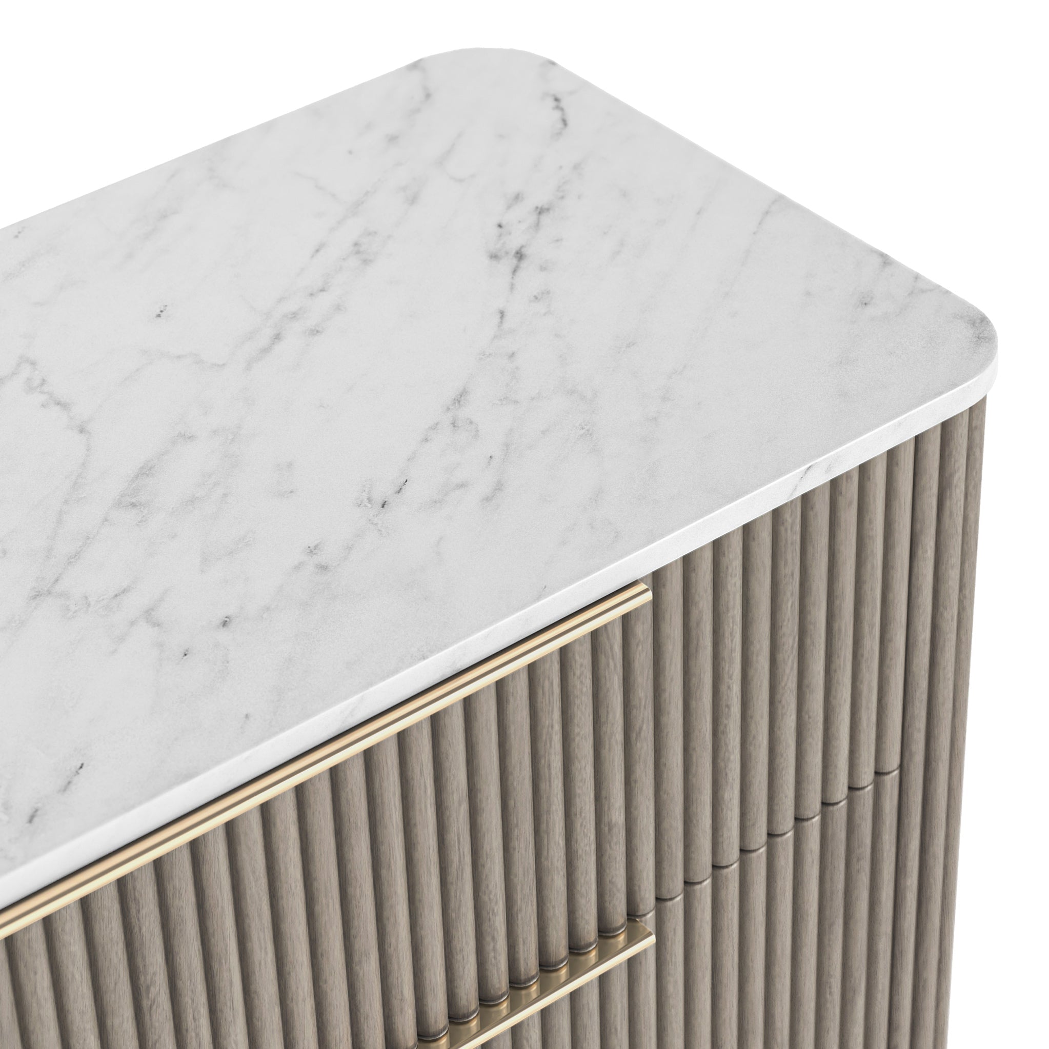 Commode à cinq tiroirs cannelée Amélie Grey