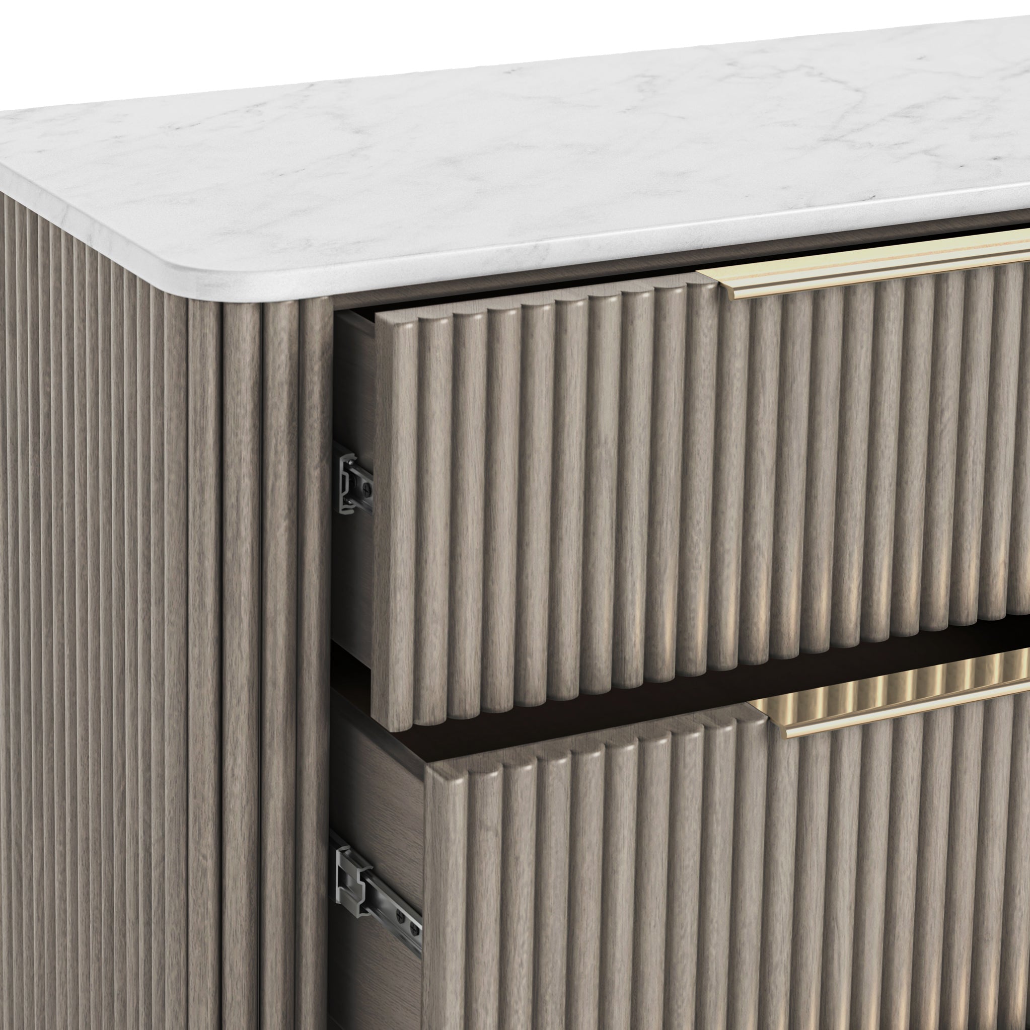 Commode à cinq tiroirs cannelée Amélie Grey